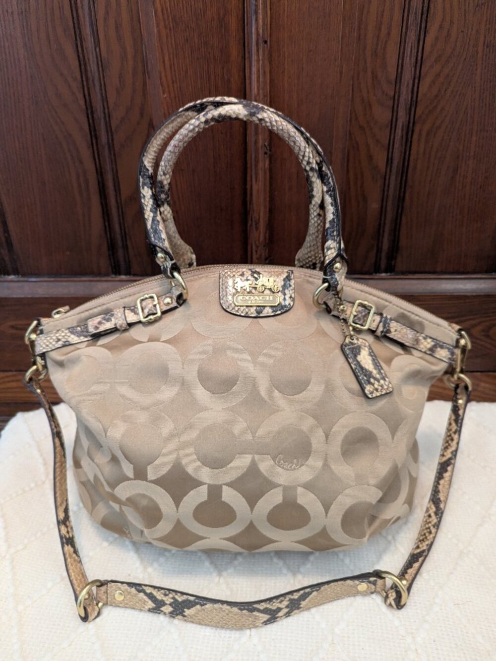 Coach Madison Op Exotic Python Embossed Satchel